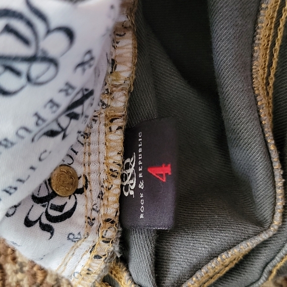 Rock& Republic Berlin Metallic Bronze Jeans Size 4 Gold Bronze - Picture 4 of 5